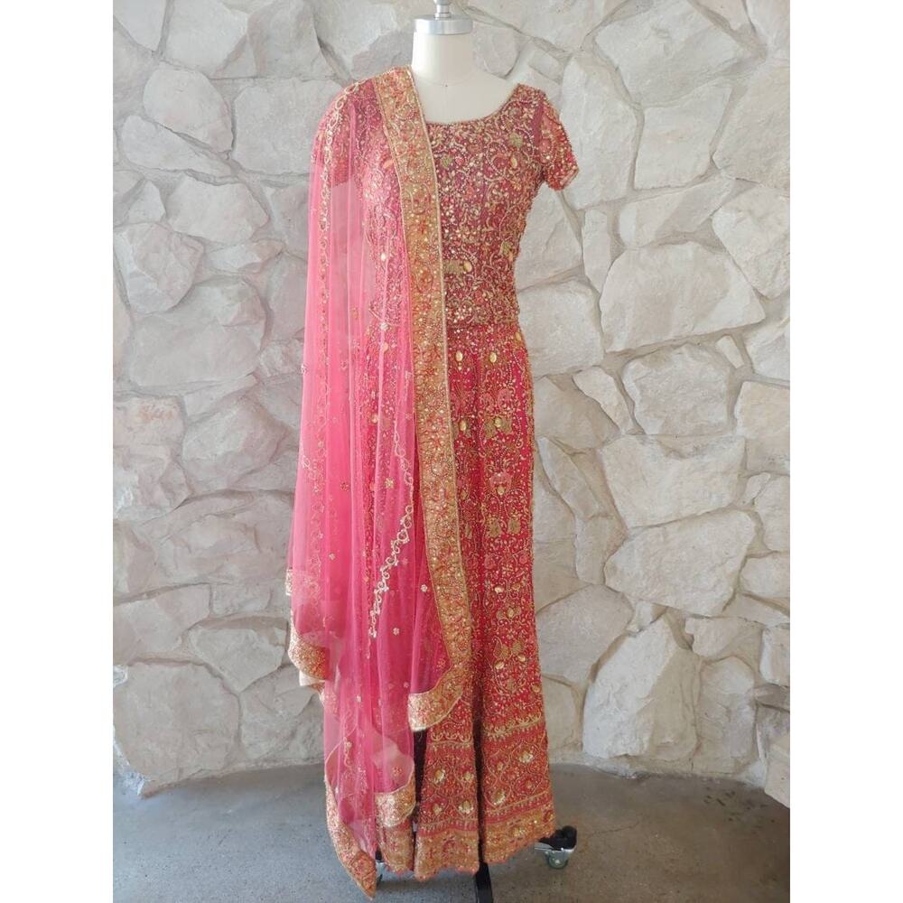 Vintage 3 piece Lengha and Blouse Ghagra Choli Indian Set | XS